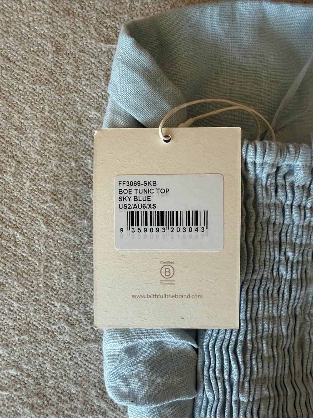 🩵Faithfull the Brand Light Blue Strapless Linen Tunic Tank Top - Picture 4 of 7